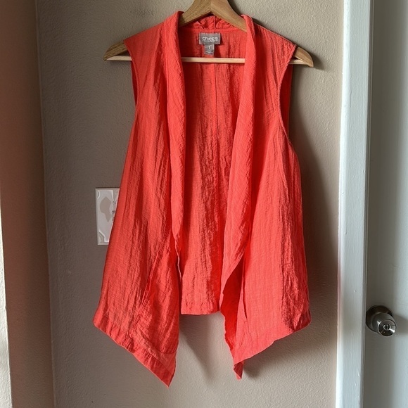 CHICO’S Orange Lightweight Gauze Vest - Picture 2 of 8